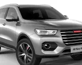 Srebrny SUV Haval H6 z nowoczesnym grillem i światłami LED.