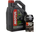 Czarny kanister oleju Motul 5100 10W-40 i filtr oleju K&N KN-303.