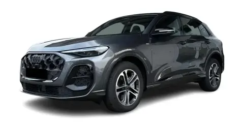 Elegancki, ciemnoszary Audi Q5 2025 z charakterystycznym grillem i nowoczesnymi światłami.