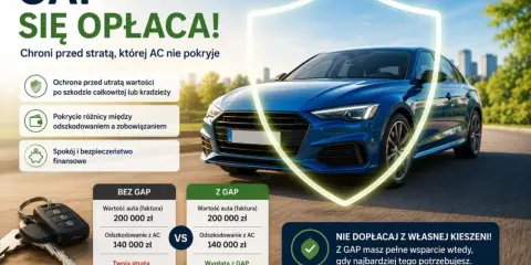 Ubezpieczenie GAP chroni przed stratą wartości auta po kradzieży lub szkodzie całkowitej, zapewniając spokój finansowy.