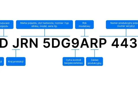Schemat VIN: 2DJRN5DG9ARP44305. Pozwala określić producenta, markę, rok modelowy, kraj produkcji, a także kod lakieru po VIN.