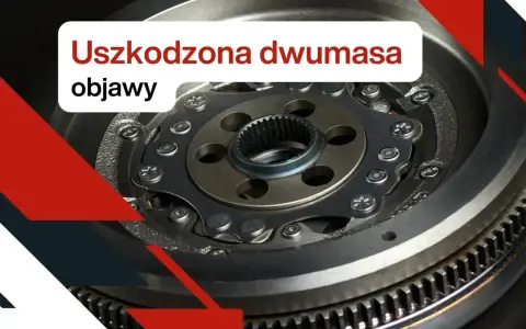 Uszkodzona dwumasa objawy: wibracje, stuki, hałasy przy gaszeniu silnika. Zbliżenie na element układu napędowego.