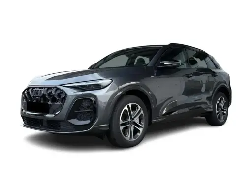 Elegancki, ciemnoszary Audi Q5 2025 z charakterystycznym grillem i nowoczesnymi światłami.