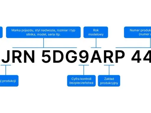 Schemat VIN: 2DJRN5DG9ARP44305. Pozwala określić producenta, markę, rok modelowy, kraj produkcji, a także kod lakieru po VIN.